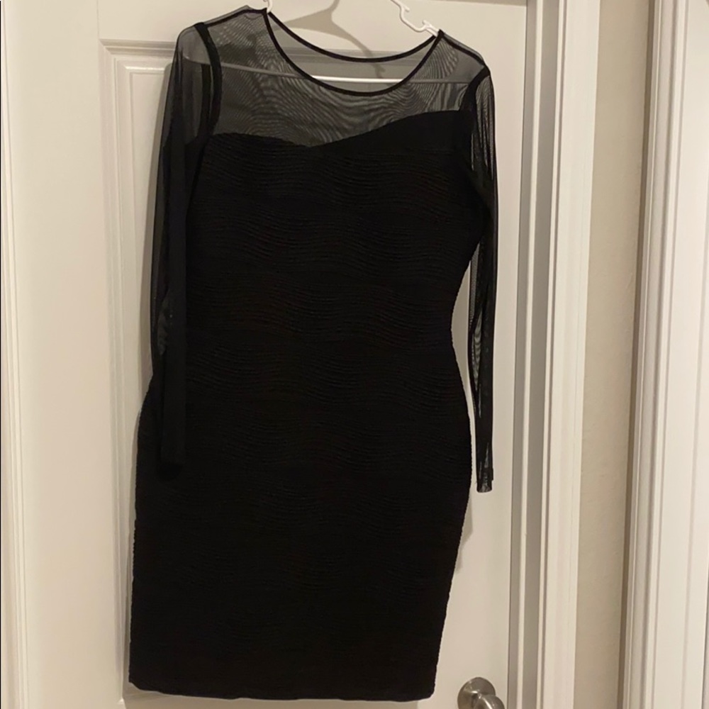 Black bodycon dress with mesh detail